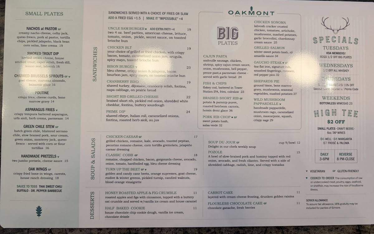 The Oakmont Menu - Image 2