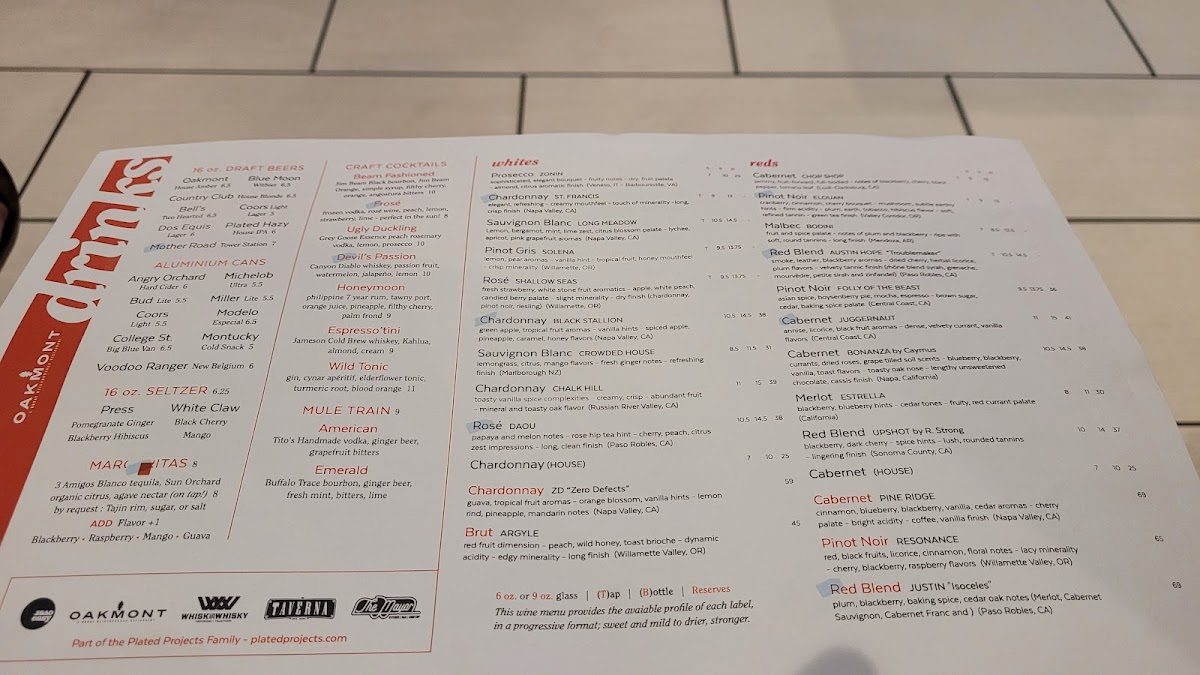 The Oakmont Menu - Image 5